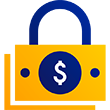 Illustration of a padlock with a dollar sign in the middle.